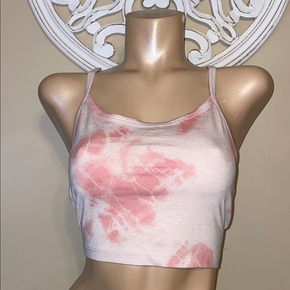 Aerie women’s large long line sports bra hugger Pink Tie-Dye Crop Top offline - Picture 1 of 7